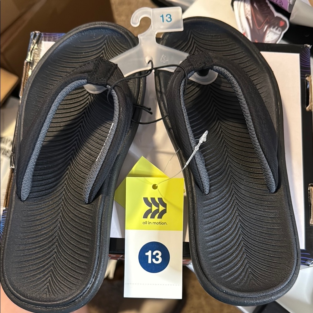 All in Motion Black and Gray Flip Flops